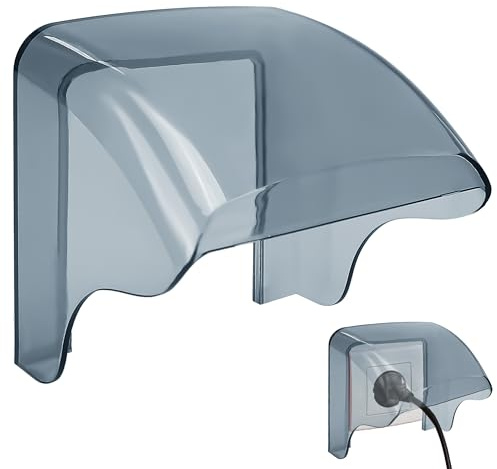 Outdoor Waterproof Outlet Cover, 2.67 x 3.25 Small Socket Protector– Self Adhesive Wall Plate Cover for Single-Gang Electrical Outlets, for Duplex Receptacle (NEMA 5-15R) (Not for Oversized Plugs)