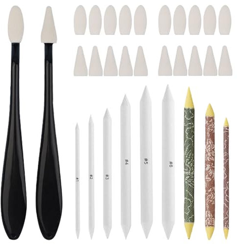 TRKETK 31 Stück Zeichenstümpfe, Skizzen-Zeichenwerkzeuge Papierwischer Set Blendende Stümpfe und Tortillions Set Verwischerstift Verblender Stift Zeichnen für Künstler, DIY, Zeichnen, Skizzieren
