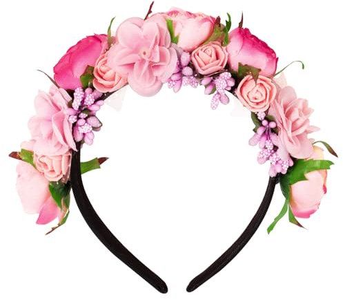 Couronne de Cheveux Fleur Bandeau Serre Tête de Mariée Fleur Feuille Artificiel Headband Floral Artificiel Décoration Coiffure de Maquillage Communion Fête d'Été Mariage Carnaval pour Femmes Filles