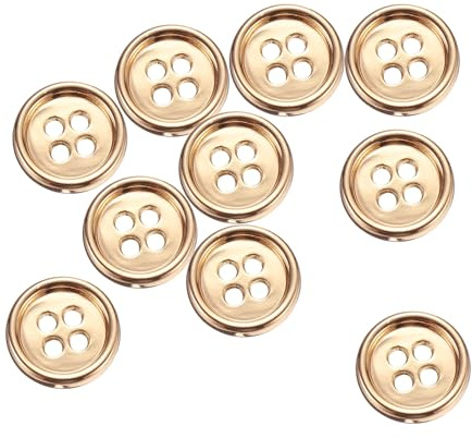 QUARKZMAN 10pz Pulsante per Cucire in Metallo, 12.5mm 4 Fori Tondo per Camicie Giacche Abbigliamento Pulsanti per Cucire per Decorazioni Artigianali, Oro