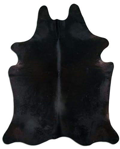 Livorio Premium Kuhfell Teppich - L220 x B181 cm - schwarz - einmaliges Naturprodukt aus Südamerika | Rinderfell | Echtfell | Black | K334