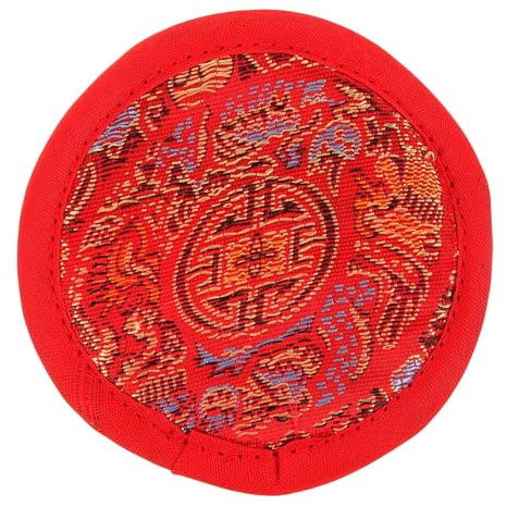 Supvox Klangschalenkissen spirituell Soundschale Meditation Klangschalenunterlage Zubehör für Klangschalen Schläfenschüsselauflage Tibetische Klangschalenmatte Stoff rot