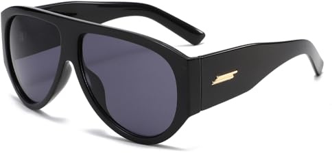 YAMEIZE Lunettes de Soleil Femmes Hommes Pilote Rétro Surdimensionnées Lunettes de Soleil Carré des Années 70 Vintage Grand Cadre Nuances Épaisses Protection UV400