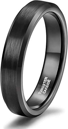 Titaniumcentral Bagues de fiançailles pour homme et femme en carbure de tungstène brossé noir Alliances