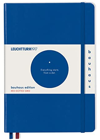 LEUCHTTURM1917 (359618) Notebook Medium (A5), Hardcover, 251 Numbered Pages, Royal Blue, Dotted, Bauhaus Edition