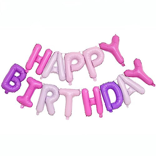 Ponmoo Foil Palloncini Happy Birthday Banner Kit - Amaretto, Bandiera di Buon Compleanno Palloncino Festa Decorazioni