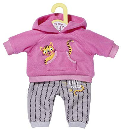 Dolly Moda Puppen-Outfit mit pinkem Kapuzenpullover und grauer Hose für 36 cm Puppen, 871256 Zapf Creation