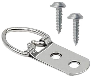 PERFORMORE 20 Pack of D-Ring Picture Hangers with 40 Screws, Heavy Duty Double Hole Frame Hanging for Frames Paintings Clock Artwork Hooks Picture Hardware
