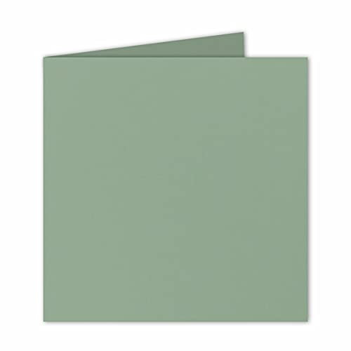 Quadratische Falt-Karten 15 x 15 cm - Eukalyptus (Grün) - 25 Stück - formstabil - für Drucker geeignet - für Grußkarten, Einladungen & mehr