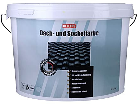 OELLERS Peinture toiture & soubassement, RoofColor ®, 10 litres, RAL 7035 gris clair, très fort pouvoir couvrant, protection du toit et des soubassements, résistante aux intempéries