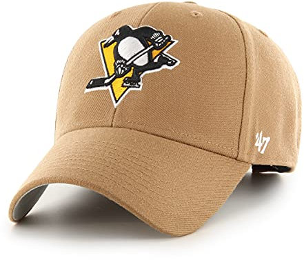 '47 NHL Pittsburgh Penguins MVP Unisex-Baseballkappe, Verstellbar, Hochwertiges Design, Penguin Badge Logo, Camel