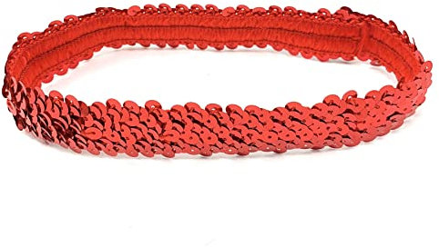 Rotes Damen-Kostüm-Stirnband aus Polyester mit Pailletten, 38 x 4,5 cm