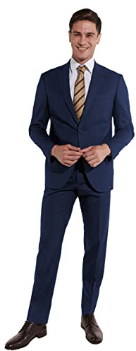 Steffen Klein Herren Anzug - Regular Fit - Größe 102 - Zweiteiler Business Anzug - Elastischer Komfort - Klassischer Schnitt - Blau