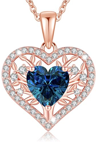 LAVUMO Collier Argent Massif 925 Pendentif Arbre de Vie Bijoux Coeur Zirconia Cubique Cadeau pour Elle Femme Maman Noël Anniversaire Fête des Mères Saint Valentin Cadeau