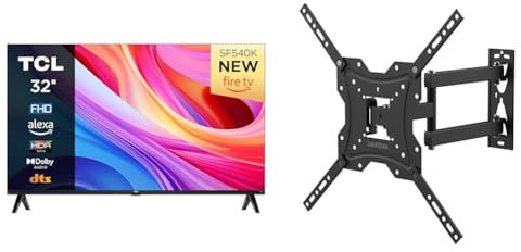 TCL 32SF540K 32-inch FHD Smart Television - HDR & HLG-Dolby Audio-DTS Virtual X & GRIFEMA GB1004 Swivel TV Wall Bracket, for 26-55 inch Screens, for Flat & Curved TV up to 30KG