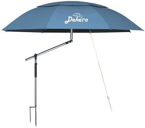 Dekero 220cm Strandschirm Windfest Stabil,UV 50 Mit Erdspieß Sonnenschirm Strand