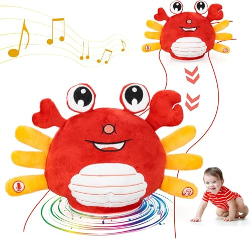seOSTO Singing Crawling Crab Toy Repeat What You Say Tummy Time Baby Toys, Infant Toddlers Baby Encourage Speech Toy, Moving Walking Talking Toys for 1 2 Year Old Boys Girls Kids Gifts