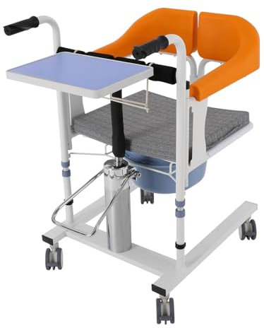 Silla de Transferencia Hidráulica para el Hogar - Inodoro Ajustable en Altura con Ruedas y Asiento Dividido - Silla de Ducha para Ancianos y Discapacitados