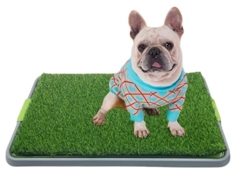 Zjyufy Dog Grass Pad with Tray, Dogs Toilet Tray with Artificial Grass Protable Puppy Toilet Training Mat for Indoor/Outdoor, Reusable Fake Pee Grasses for Dogs to Pee on Dog Litter Box (68 x 43 CM)