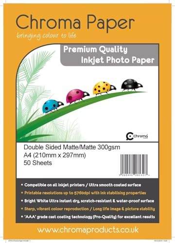 Chroma - A4 Duo Double Sided Matte/Matte Inkjet Photo Paper Craft Card Making - 300gsm (50 Sheets)