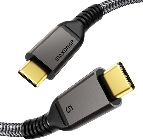 Maxonar Thunderbolt 5 Cable 3.3ft/1m 80Gbps,up to 120Gbps Bandwidth Boost for 16K/Dual 8K and 240W Charging,Compatible with Thunderbolt 4/3,MacBook M4 Pro,USB 4 and More USB C Devises