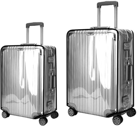 Ninnyi 2 Pcs Suitcase Covers Protectors, 24+28 Inch Waterproof Clear PVC Luggage Cover for Wheeled Suitcase Business Trip