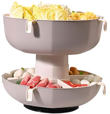 AIZYR Bandeja para Verduras para Olla Caliente Platos Giratorios De 360°, Bandeja De Servir Extraíble Expositor Juego De Tazones para Fiestas para Aperitivos De Verduras, Frutas Y Mariscos