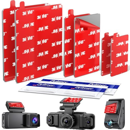 volport 6Pcs Sticky Pads for Dash Cam Mount, Heat Resistant Double Sided Adhesive Mounting Tape for Car Windshield Front Glass Dashcam Holder, Square Replacement Sticker Kit with Adhesion Promoter