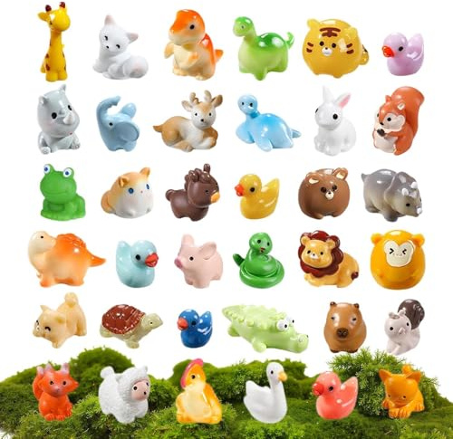 Mini animali in resina,40 pezzi per la casa di figure in miniatura - piccoli animali in miniatura,Per interni Tabletop giardino Féérique Ragazze Ragazzi Feste Ospiti Premi