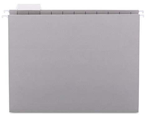 Smead Colored Hanging File Folder with Tab, 1/5-Cut Adjustable Tab, Letter Size, Gray, 25 per Box (64063) (Pack of 1)