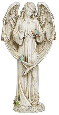 Joseph's Studio by Roman - Angel with Two Birds Statue, 20 H, Garden Collection, Resin and Stone, Decorative, Religious Gift, Home Outdoor and Indoor Decor, Durable, Long Lasting