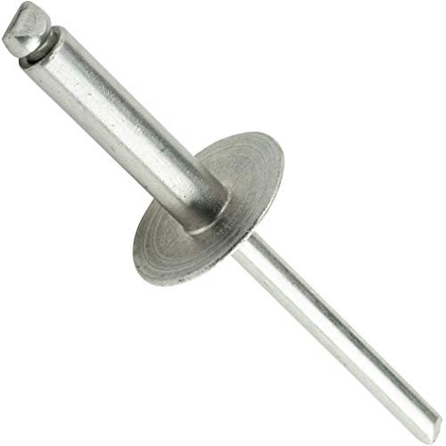 Fastenere Large Flange Pop Rivets - 3/16 x 1/2 (25 Pack) Heavy Duty, Stainless Steel Blind Rivets, Open End 6-8 Grip Range .376 - .500, Corrosion Resistant, High Tensile & Shear Strength