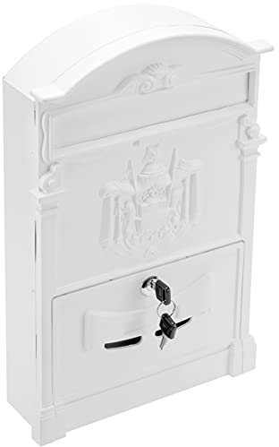 PrimeMatik - Buzón Antiguo metálico para Cartas y Correo Postal de Color Blanco