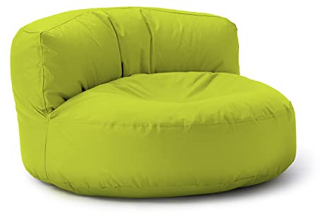 Lumaland Sitzsack Lounge | Sofa-Sitzsack 90 x 50 cm mit Rückenlehne | Indoor & Outdoor Beanbag | Wasserabweisend & Robust | Mit anpassungsfähiger EPS-Füllung | Waschbarer Bezug [Apfelgrün]