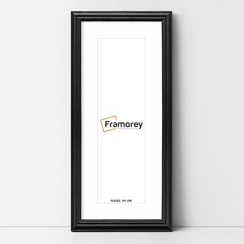 FRAMOREY Panoramic Style Antique LW Picture Frame, 28x12 Black Photo Frame With 24x8 White Mount Wall Art Poster Frame, Modern Photo Frames, Home Décor Frames