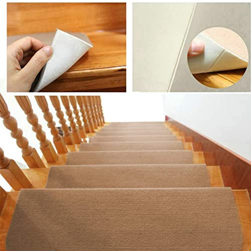 HUOLE 15x Alfombrilla Autoadhesiva Escalera Protector Alfombra Peldaños Adhesivos Decoración Amortiguación Antideslizante Sisal Beige Oscuro (65x25cm marrón)