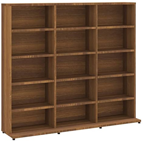 vidaXL CD Regal, Schrank mit viel Stauraum, Ablage für Wohnzimmer, Standregal Aktenregal Büroregal Mehrzweckregal, Braun Eichen-Optik Holzwerkstoff