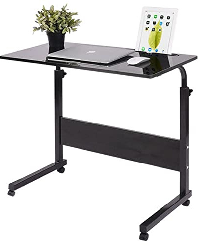 Youyijia Height Adjustable Mobile Laptop Table - Standing Computer Desk for Home, Sofa and Bed - 40x60x(67-80) cm (Black)