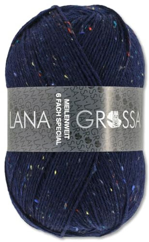 Frida's Wollhaus Lana Grossa 150 g Meilenweit 6-fach 150 Sockenwolle Stricken Garn 19 Farben (8816 | Nachtblau)