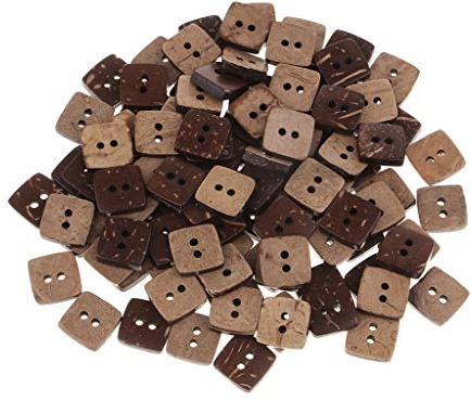 100 botones cuadrados de madera de coco con 2 agujeros para manualidades de costura