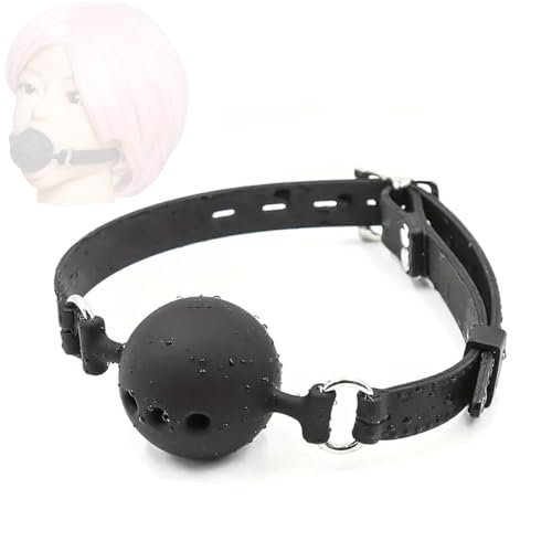 1 collar de silicona ajustable de cuero negro con forma de bola