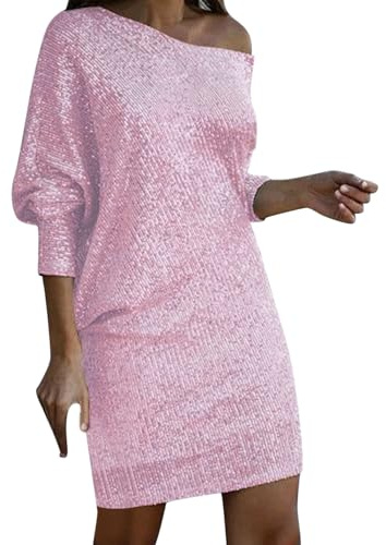 Rrongwn Robes à Paillettes pour Femmes - Robe Glitzer de Fête - Robe de Mariage - Robe de Cocktail - Robe Élégante et Sexy - Robe de Mariage Manches Longues - Robe de Fête - Robe à Paillettes - Tenue