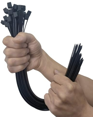 100 Pack Thick Cable Ties Heavy Duty 400mm x 4.8mm | Strong Large Zip Ties Black with 22kg Tensile Strength Extra Long Wire Ties Wraps for Awnings Water Pipes Plant Fence
