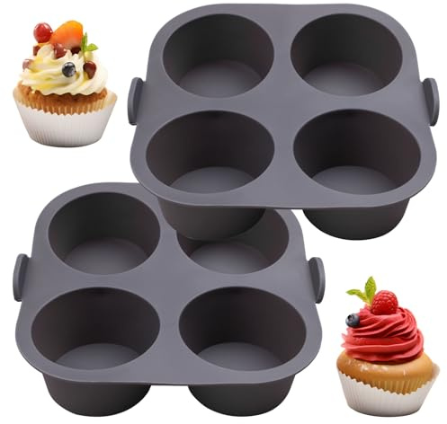 Butabeishy Silikon Muffinform 4 Mulden 2er Set Grau Antihaft