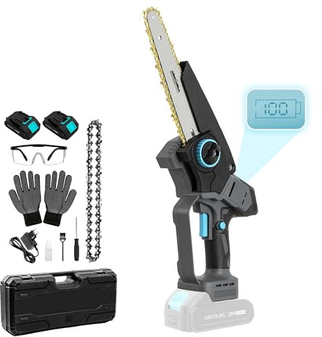 Cecotec Sierra de Podar 8 a Batería 21V MontanaForce 8000 Hand. 1100W, Velocidad 21500rpm, Engrasador a Botón, Incluye 2 Baterías Nexus, Maletín, Cadena de Repuesto y Accesorios