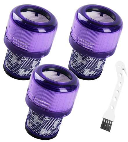 3 Piezas Filtro para Dyson V11,Filtro para Dyson V15 V11 SV14 SV17SV22 Detect Animal Absolute Extra Pro Torque Drive Vacuum,Con un cepillo de limpieza，Reemplazo de filtro de aspiradora #970013-02