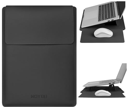 HoYiXi Custodia con Supporto per laptop da 13.3/13.6 pollici, Compatibile con iPad Pro 12,9 /MacBook Pro/MacBook Air (M4/M3/M2/M1 2025-2020)/13 ''-14 '' Dell XPS Surface Pro laptop Sleeve-Nero