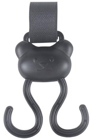 Ganchos para cochecito, mosquetón doble con diseño de oso de dibujos animados, suministros de viaje, accesorios de cochecito al aire libre, soporte antideslizante para de comestibles, de
