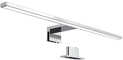 B.K.Licht - Spiegelleuchte Bad mit 2 in 1 Montage, neutralweiße Lichtfarbe, klemmbar, Badezimmerlampe, Schrankbeleuchtung, Spiegellampe, Lampe Badezimmer, Spiegelbeleuchtung, 60x10,3x3,6 cm, Chrom