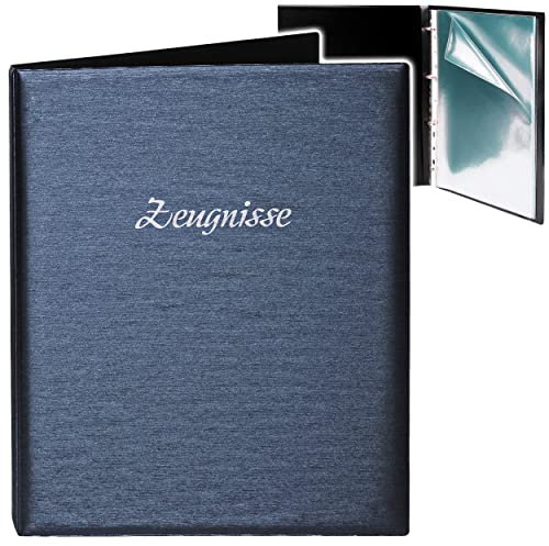 alles-meine.de GmbH A4 - Ringbuch/Zeugnisringbuch - Zeugnisse 3D Metallic Effekt - blau/dunkelblau - Erweiterbar für Einsteckseiten + Einlagen - A 4 - Zeugnismappe ..
